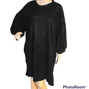 Acting Pro Women's Bubble Sleeves Tunic Top Blk 2X
